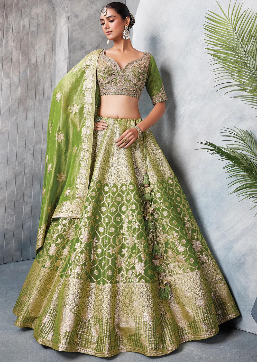 green banaras lehenga set green banaras lehenga set