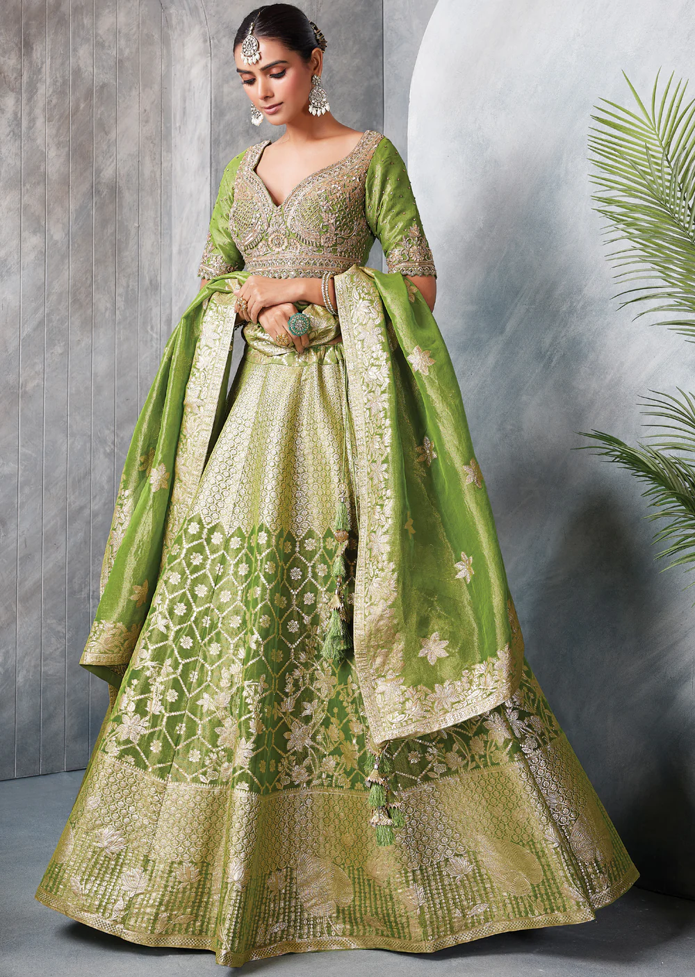 green banaras lehenga set green banaras lehenga set