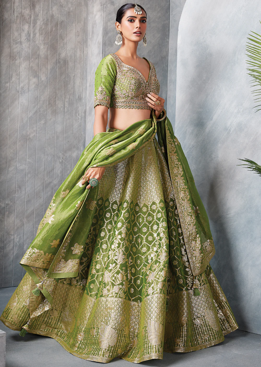 green banaras lehenga set green banaras lehenga set