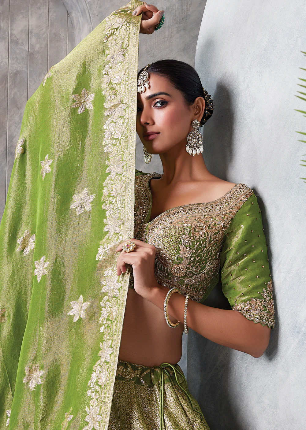 green banaras lehenga set green banaras lehenga set